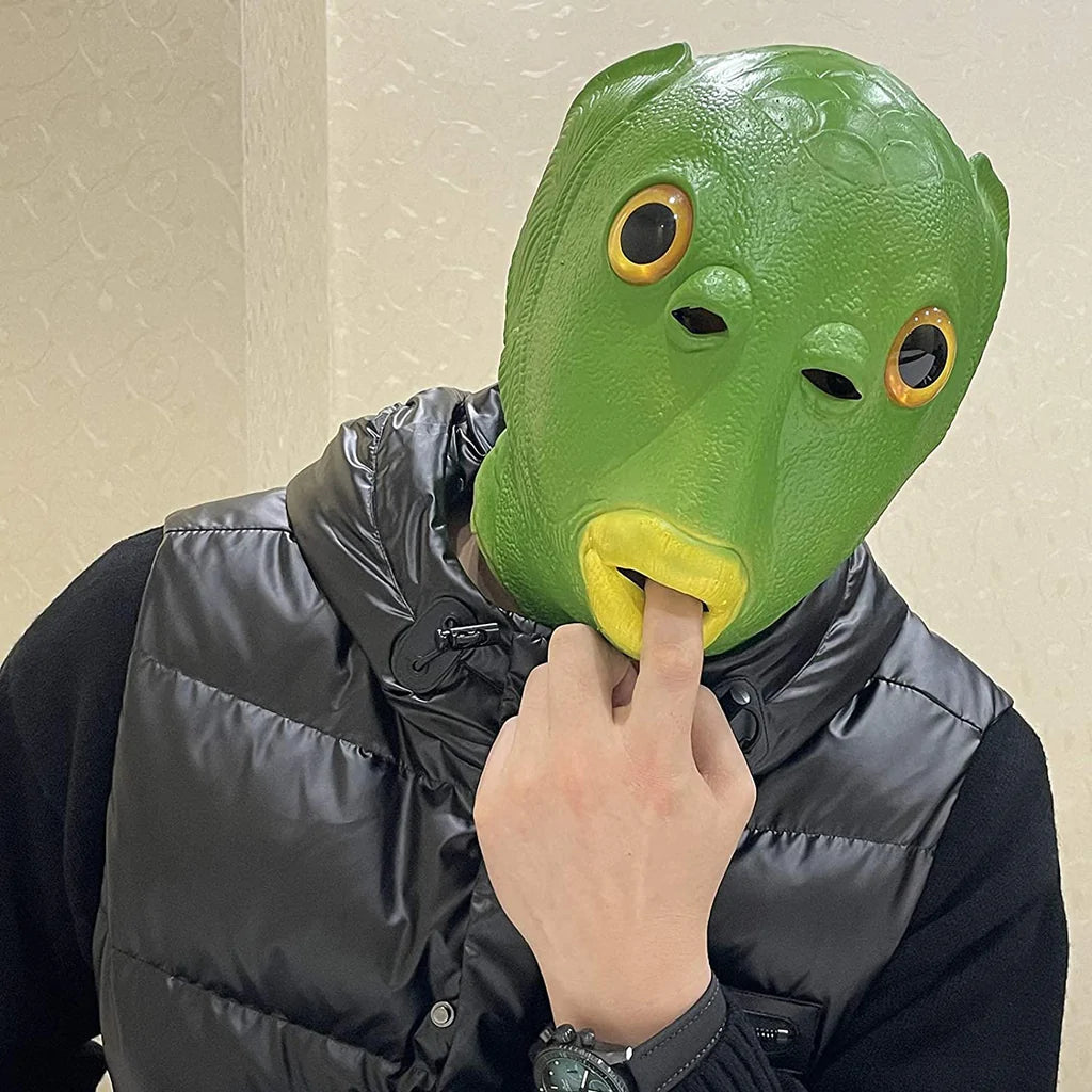 Green Funny Fish Head Masks at $29.97 from Truemartin