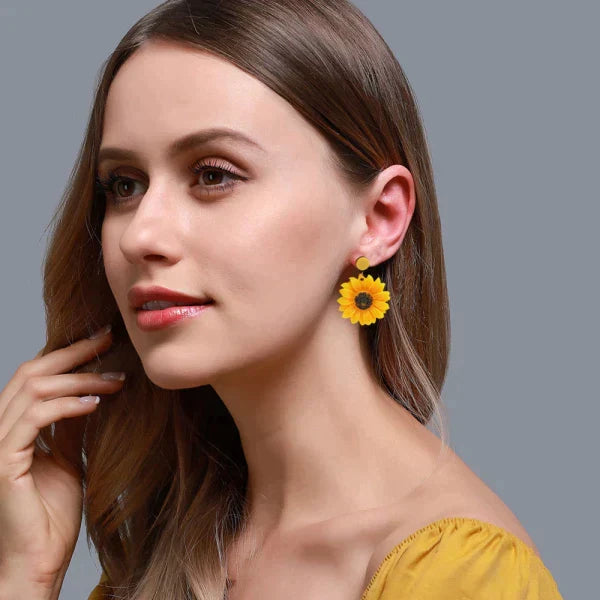 Bright & Refreshing Yellow Sunflower Earrings at $12.97 from Truemartin