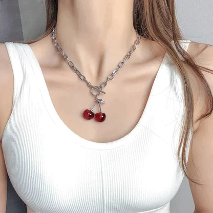 Dainty Cherry Pendant Necklace at $19.97 from Truemartin