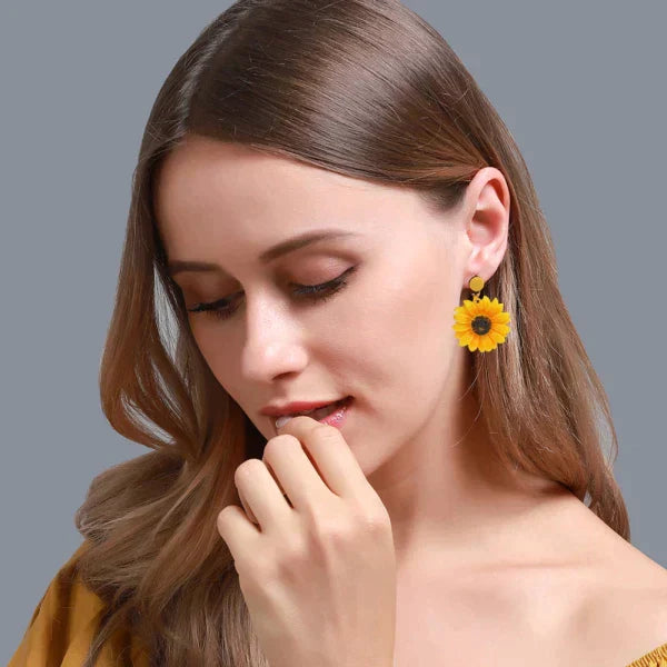 Bright & Refreshing Yellow Sunflower Earrings at $12.97 from Truemartin