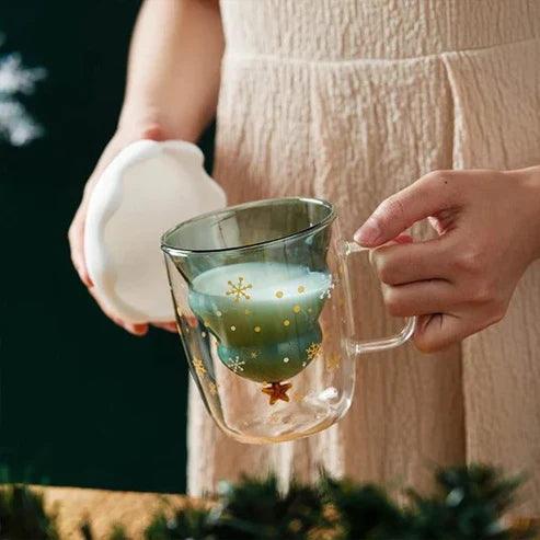 Christmas Tree Insulated Glass Coffee Mug at $24.33 from Truemartin