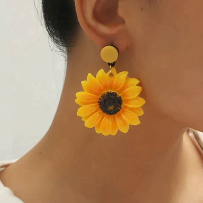 Bright & Refreshing Yellow Sunflower Earrings at $12.97 from Truemartin