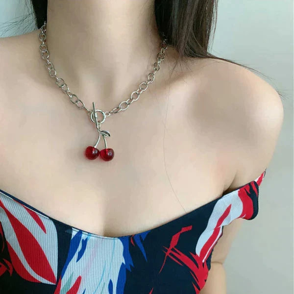 Dainty Cherry Pendant Necklace at $19.97 from Truemartin