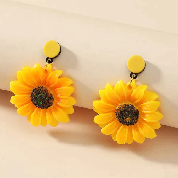 Bright & Refreshing Yellow Sunflower Earrings at $12.97 from Truemartin