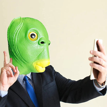 Green Funny Fish Head Masks at $29.97 from Truemartin