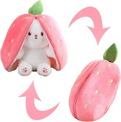 Cute Rabbit Doll Carrot Strawberry Plush Pillow Transform to Bunny at $12.97 only from Truemartin