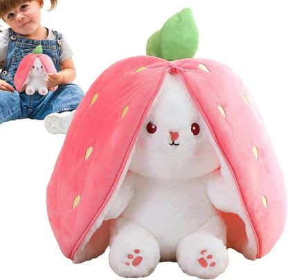 Cute Rabbit Doll Carrot Strawberry Plush Pillow Transform to Bunny at $12.97 only from Truemartin