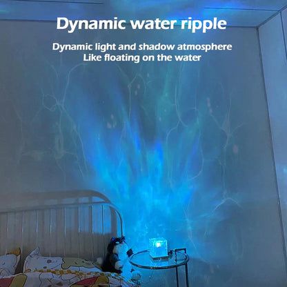 Dynamic Rotating Water Ripple Projector Night Light 16 Colors Flame Crystal Lamp for Living Room Study Bedroom Dynamic Rotating