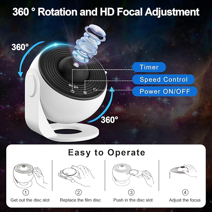 13 in 1 Star Projector Galaxy Light, Nebula Night Light Milky Way Projector with Timer