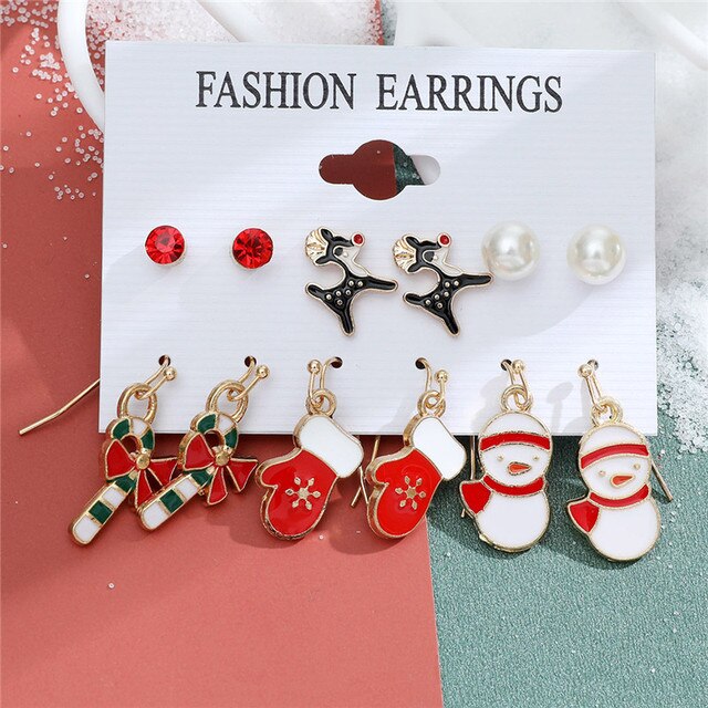 Christmas Drop Earrings Set for Women Santa Claus at $14.99 from Truemartin