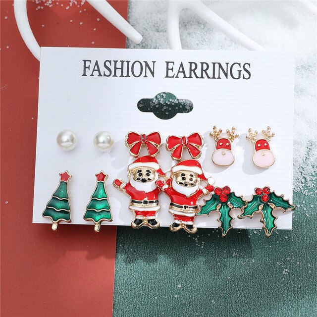 Christmas Drop Earrings Set for Women Santa Claus at $14.99 from Truemartin