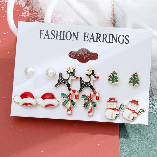 Christmas Drop Earrings Set for Women Santa Claus at $14.99 from Truemartin