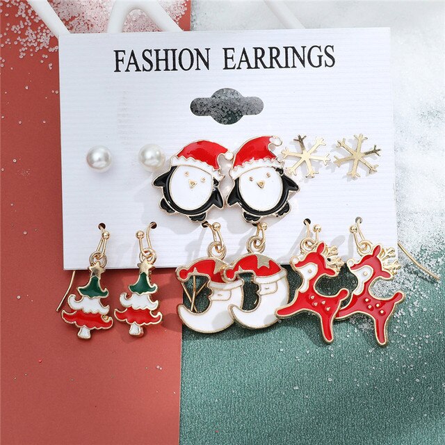 Christmas Drop Earrings Set for Women Santa Claus at $14.99 from Truemartin