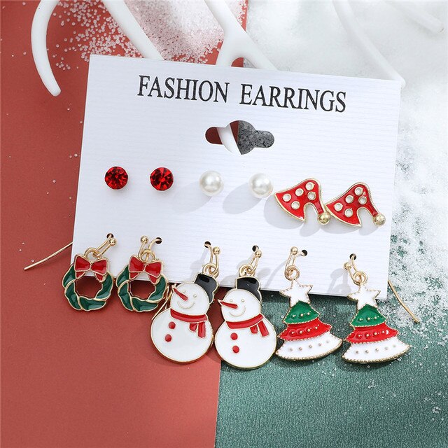 Christmas Drop Earrings Set for Women Santa Claus at $14.99 from Truemartin