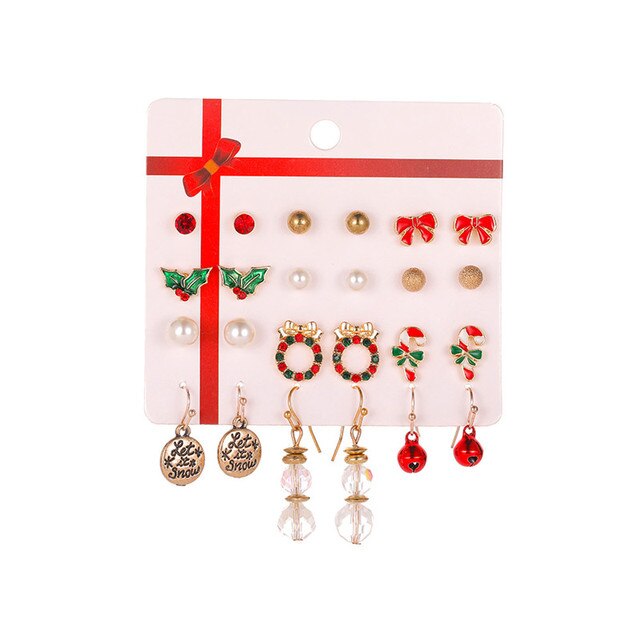 Christmas Drop Earrings Set for Women Santa Claus at $14.99 from Truemartin