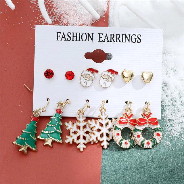 Christmas Drop Earrings Set for Women Santa Claus at $14.99 from Truemartin