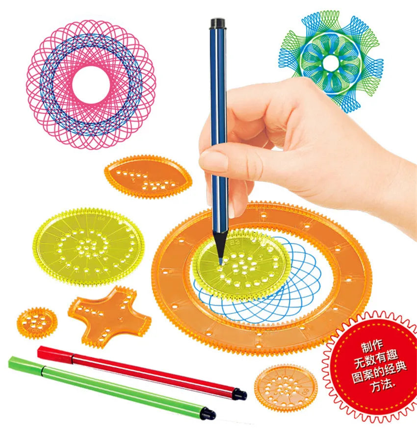 27Pcs Spirograph Drawing Set Interlocking Gears Wheels at $19.97 only from Truemartin