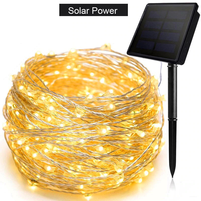 LED Outdoor Solar Lamp String Lights 100/200 LEDs 10m at $19.97 from Truemartin