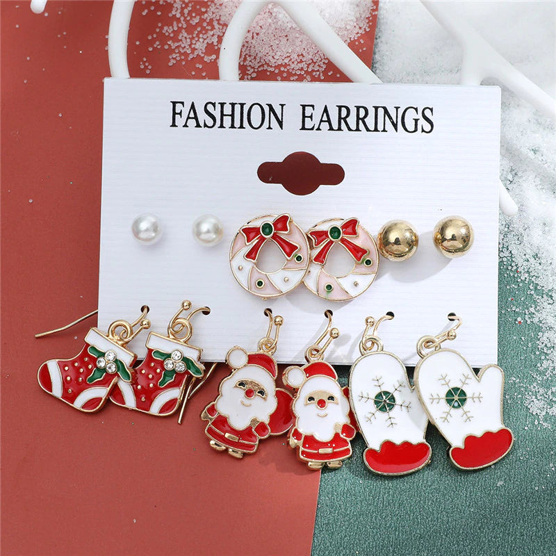 Christmas Drop Earrings Set for Women Santa Claus at $14.99 from Truemartin