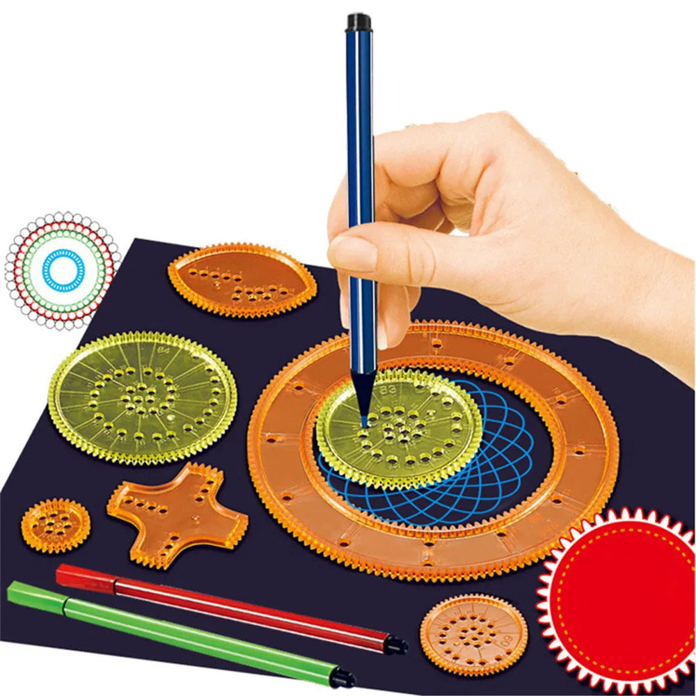 27Pcs Spirograph Drawing Set Interlocking Gears Wheels at $19.97 only from Truemartin