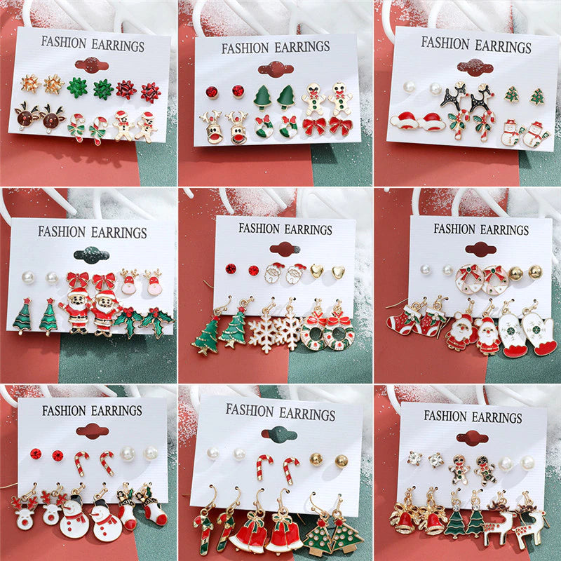 Christmas Drop Earrings Set for Women Santa Claus at $14.99 from Truemartin