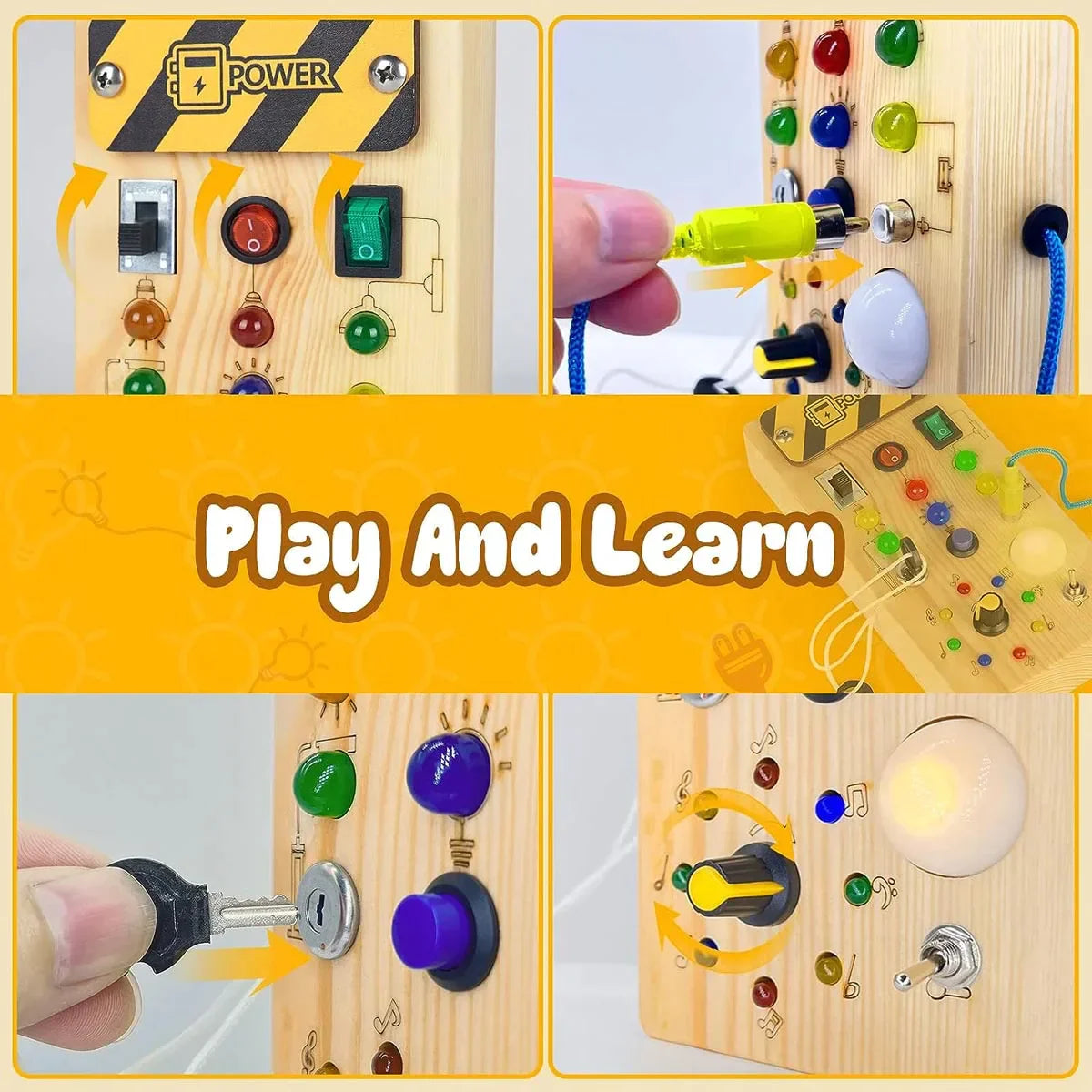 Montessori Busy Board Sensory Wooden with LED Light Switch Control Board at $24.97 only from Truemartin