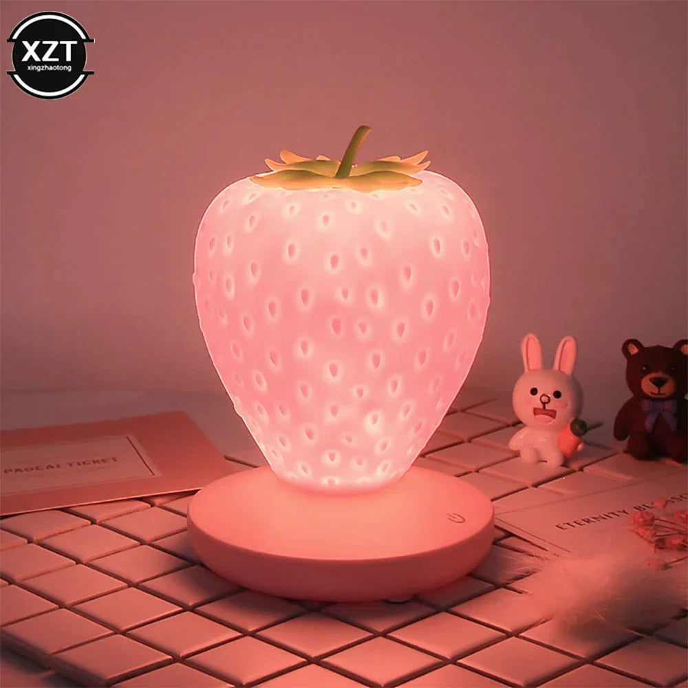 LED Strawberry Lamp for Bedroom Silicon Touch-Sensor USB Rechargeable at $24.97 only from Truemartin