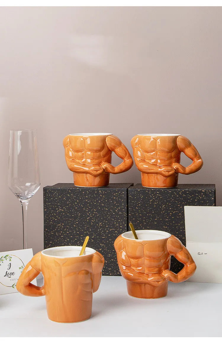 Creative Muscle Man Mug Ceramic Coffee Cup Ceramic Mug Creative Personality Water Cup