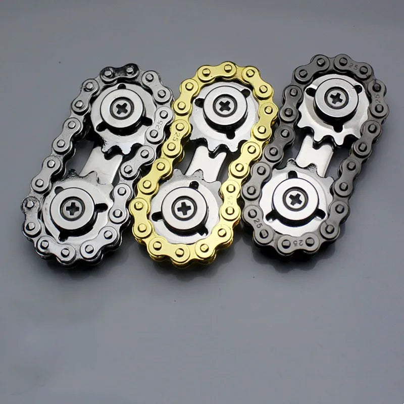 Metal Chain Spinner Fidgets Metal Flywheel Fingertip Gyro Toys Anti Stress DIY Replace Bicycle Chain Spiner Fidget Toys Kids