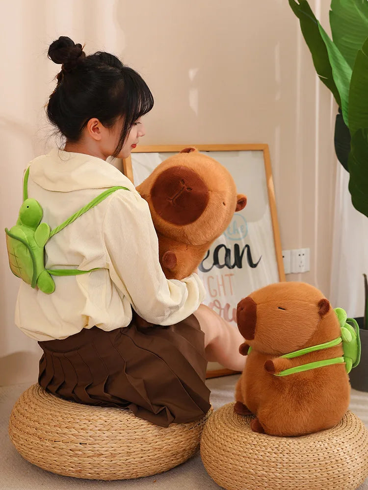 Cute Capybara With Backpack Plush Toys Sitting Lovely Cartoon Animals Stuffed Dolls Holiday Gift Home Decor Sofa Plush Pillows