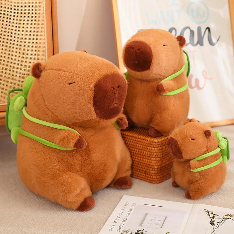 Cute Capybara With Backpack Plush Toys Sitting Lovely Cartoon Animals Stuffed Dolls Holiday Gift Home Decor Sofa Plush Pillows