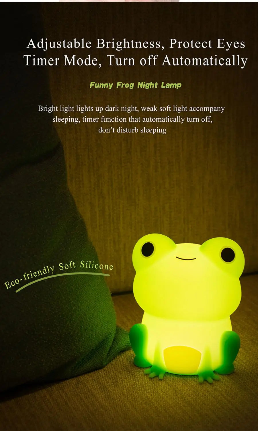 Frog Soft Silicone Sleeping Night Light Dimmable Timer Rechargeable Colorful Light at $19.96 from Truemartin