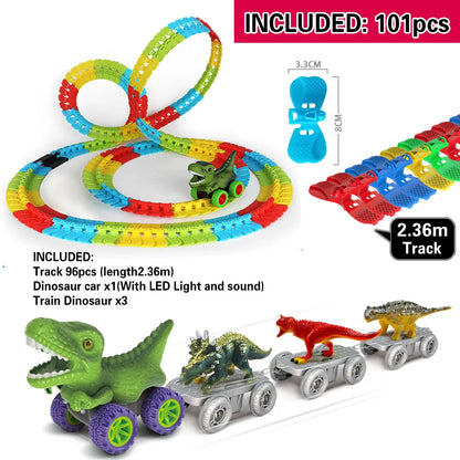 Climbing Anti Gravity Rail Car Accessories And 46-101PCS Set World Road Race-Flexible Track Dinosaur Car Toys For Boy Best Gift