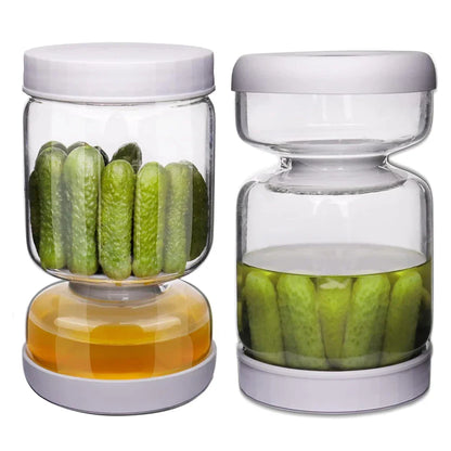 Hourglass Pickle Flip Jar Pickle and Olives Juice Wet and Dry Separator Food Container at $15.97 from Truemartin