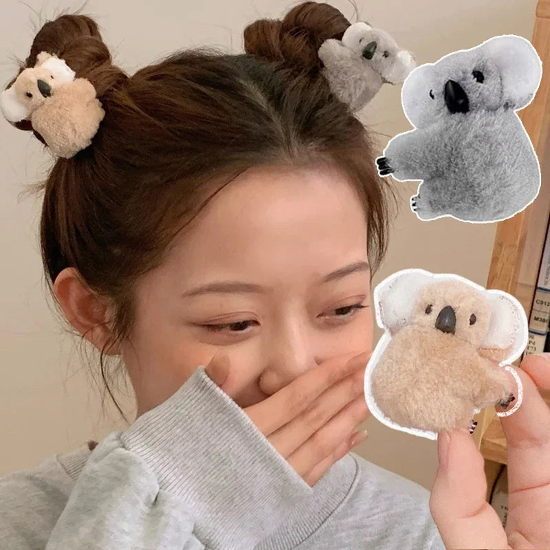 Plush Koala Bear Hair Decoration Hair Clips Hairpins Animal Hair Claw Clip for Girls Headwear Koala Barrettes Accessories