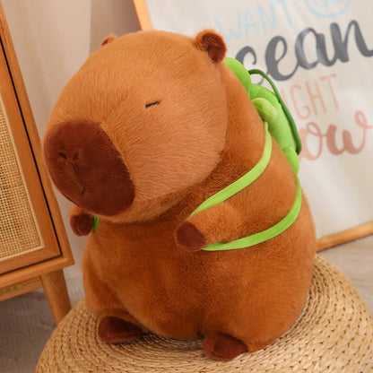 Cute Capybara With Backpack Plush Toys Sitting Lovely Cartoon Animals Stuffed Dolls Holiday Gift Home Decor Sofa Plush Pillows