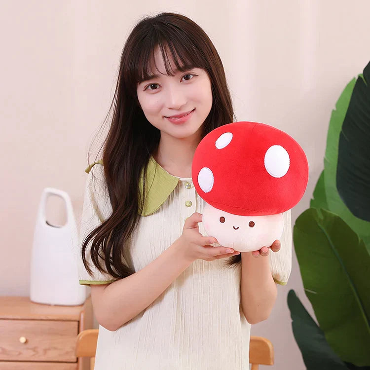 23cm Cute Simulated Mushroom Plush Toy Stuffed Soft Lifelike Plant Kawaii Shiitake Mushroom Doll Toys for Kids