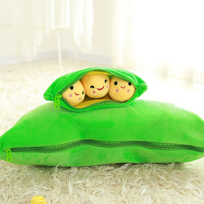 3 Peas In A Pod Plush Toy Soft Cute Stuffed Pea Pod Doll For Children Home Decor Throw Pillow Kids