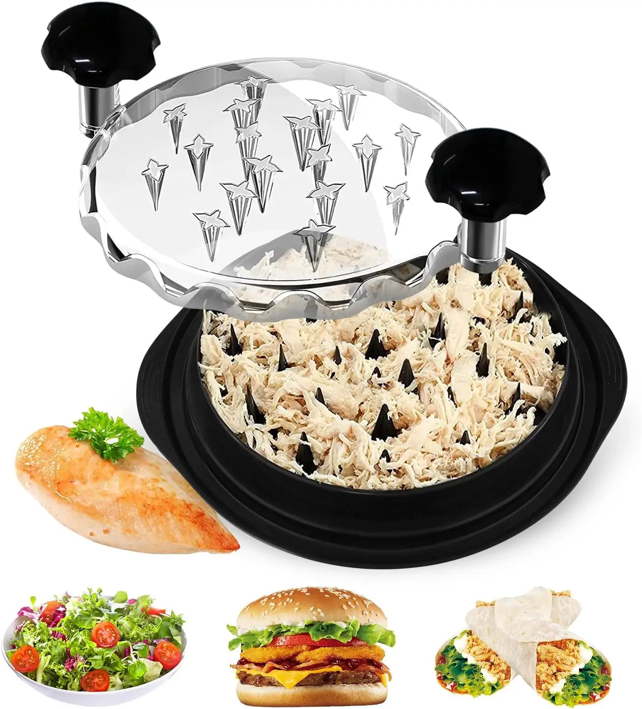 Chicken Shredder with Clear Lid Efficient Non-Slip Meat Shredder at $19.97 from Truemartin