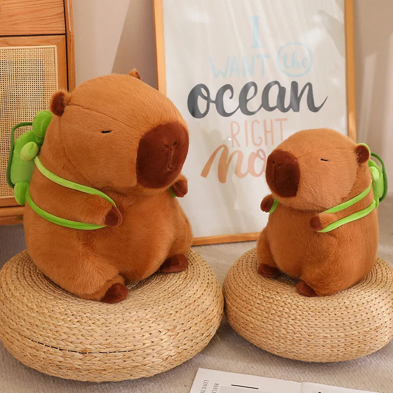 Cute Capybara With Backpack Plush Toys Sitting Lovely Cartoon Animals Stuffed Dolls Holiday Gift Home Decor Sofa Plush Pillows