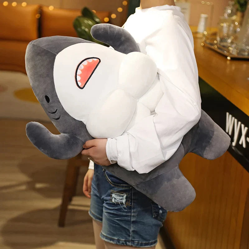 Muscle Shark Plush Toy Japanese Style Funny Shark Plushies Hug Pillow Full Stuffed Doll Home Decor Gift Doll 