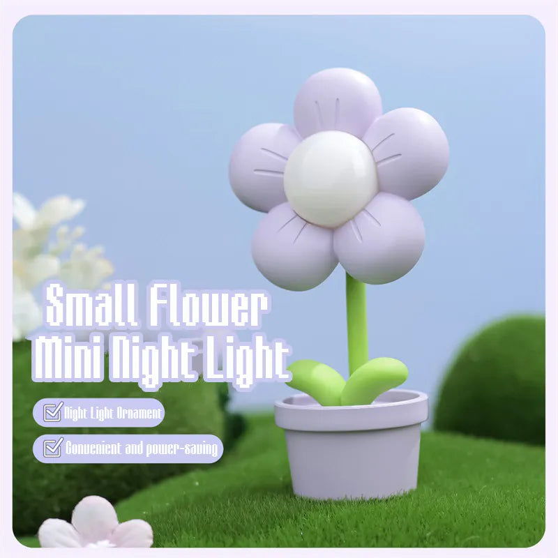 Mini LED Flower Night Light Cute Small Table Lamp