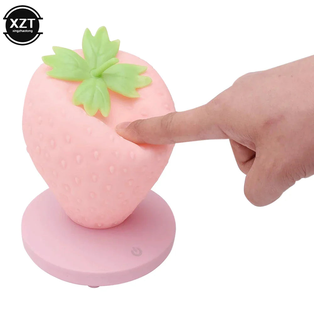 LED Strawberry Lamp for Bedroom Silicon Touch-Sensor USB Rechargeable at $24.97 only from Truemartin