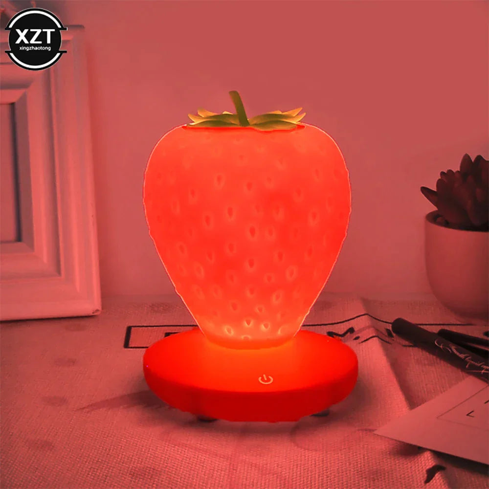 LED Strawberry Lamp for Bedroom Silicon Touch-Sensor USB Rechargeable at $24.97 only from Truemartin