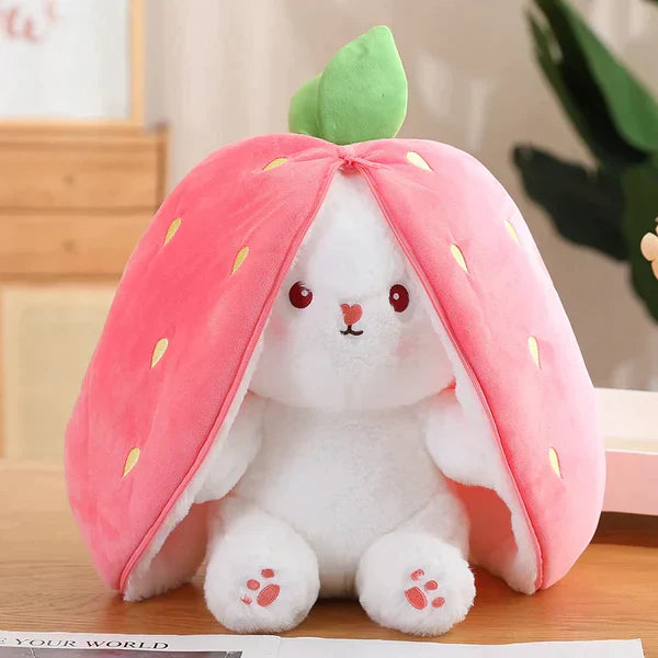 Cute Rabbit Doll Carrot Strawberry Plush Pillow Transform to Bunny at $12.97 only from Truemartin