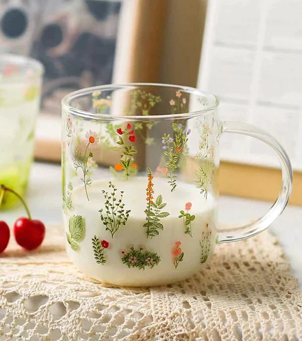 FLORAL GLASS CUP at $19.97 only from Truemartin