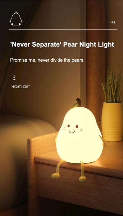 LED Pear Fruit Silicone Night Light 7 Colors Dimming Touch USB Rechargeable Lamp at $24.97 only from Truemartin