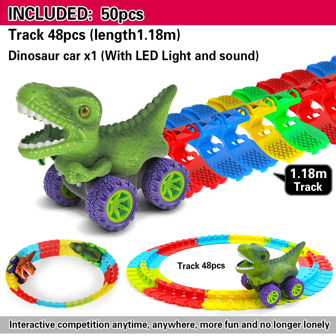 Climbing Anti Gravity Rail Car Accessories And 46-101PCS Set World Road Race-Flexible Track Dinosaur Car Toys For Boy Best Gift