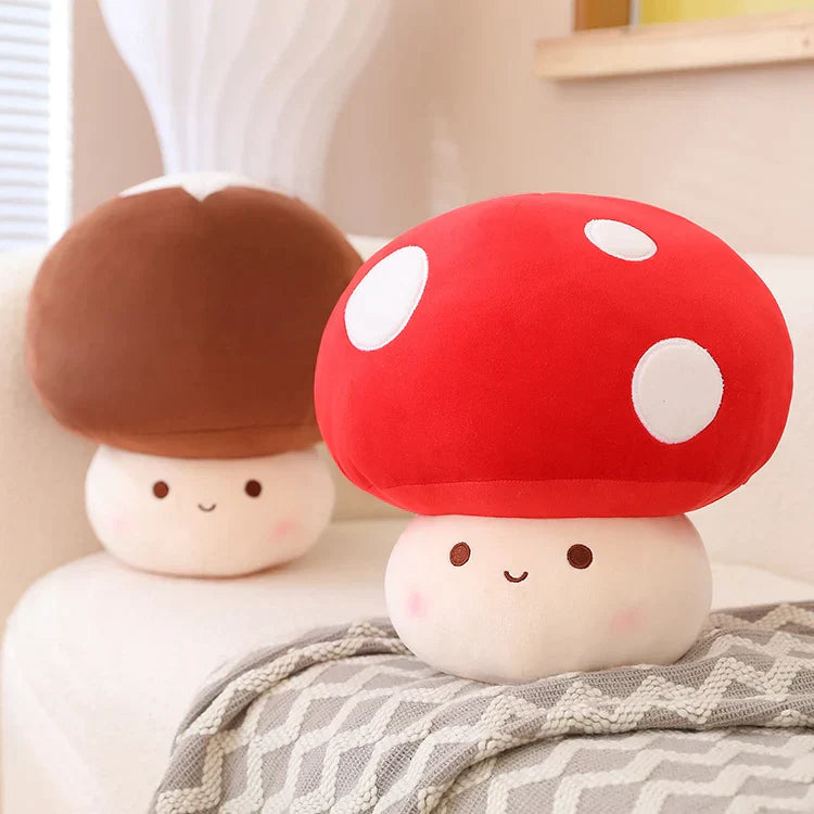 23cm Cute Simulated Mushroom Plush Toy Stuffed Soft Lifelike Plant Kawaii Shiitake Mushroom Doll Toys for Kids