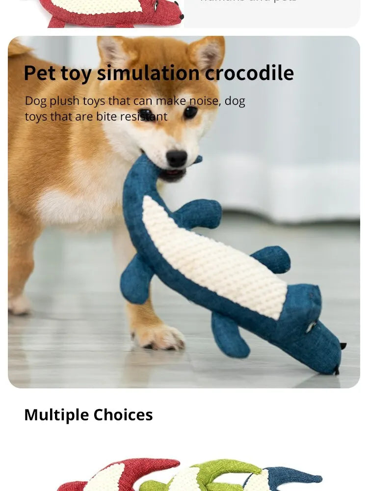 Pet Chew Interactive Cartoon Animal Plush Alligator Shape Dog Sound Toy at $14.97 from Truemartin